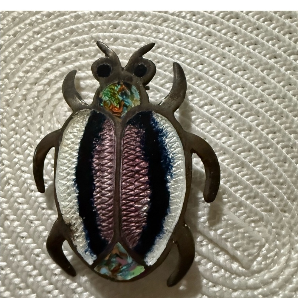Vintage Scarab Bug Pin Unique Colors And Look Small but mighty cute